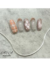 エーアンドエー 蕨店(A&A)/チェック×ミラーフレンチネイル