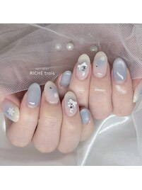 ブルーチーク冬ネイル