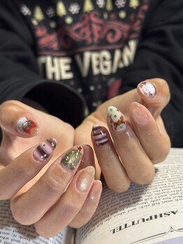 クリスマスネイル 猫ちゃん