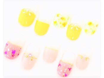 ネイルサロン クイール 小山店(NAIL SALON QUILL)/ハーフフレンチ+押花