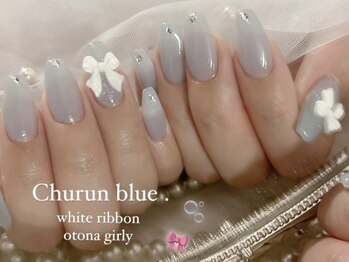 大垣ネイル/クリア水色は夏の王道カラー！