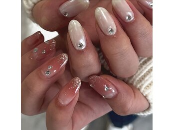 ロカネイルズ(roca nails)/pink × pearl white