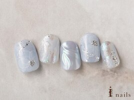 水彩たらしこみ春フラワーネイル