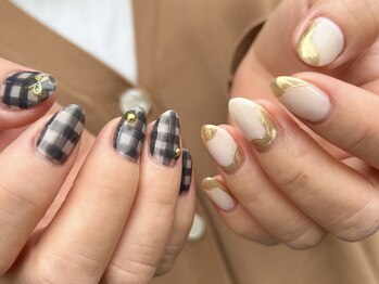 ネイルアルケー(Nail ARCHE)/ギンガムチェックネイル