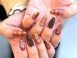 チェック柄/秋冬ブラウンマグ