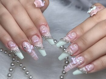 サリーネイルラボ(Sully Nail Lab)/ミントとピンクネイル