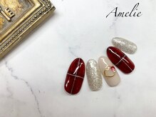 アメリ(Amelie)/チェック/ワンカラー/ボルドー