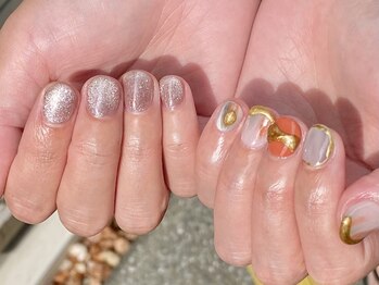 ビューティーフロア ビビット サロンアンドスクール(BEAUTYFLOOR vivid salon&school)/ちぐはぐショートネイル★