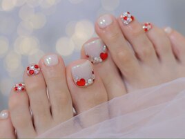バレンタイン　フットネイル