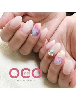 オコネイル ネイルサロンアンドスクール(OCO nail)/flower × 3D swaro