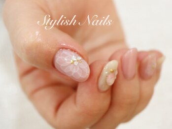 スタイリッシュネイルズ(Stylish Nails)/たらしこみフラワーネイル