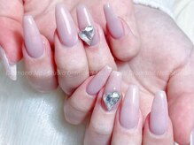 ダイアモンドネイルスタジオ 新宿店(Diamond Nail Studio)/チップワンカラー＋パーツ2個