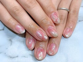 《ピンクホロ×ニュアンスnail》