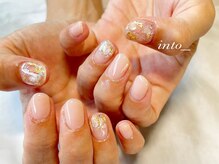 ネイルサロン イントゥ(into_)/シェル　ワンカラー　金箔