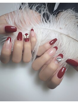 サムズアップネイル(thumbs up nail)/スカルプ長さ出し2本アート