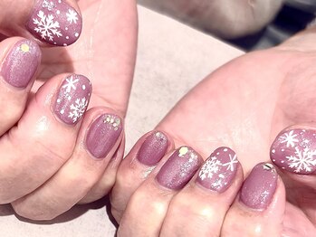 大人のピンク＊雪の結晶