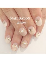 ネイルサロン グリッター(NAIL SALON glitter)/大人逆フレンチネイル