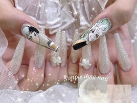 ロングネイル 痛ネイル ラメ