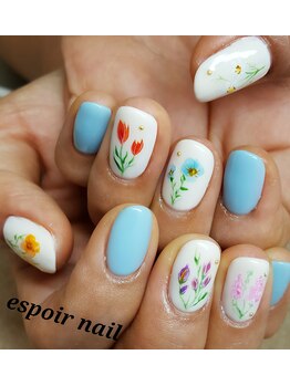 ネイルアンドアイラッシュサロン エスポアール(nail&eyelash salon espoir)/手描きフラワー 90分コース