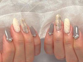 ニットネイル/チェック柄/冬nail