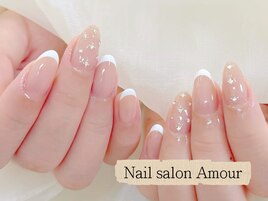 ピンク×白フレンチネイル