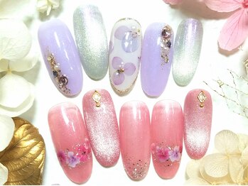 パーフェクトネイル 桜ヶ丘店(Perfect Nail)の写真/【￥7700☆あじさいネイル・フラワーネイル】大人の可愛さで1ランクUPのデザイン☆カラー変更OK