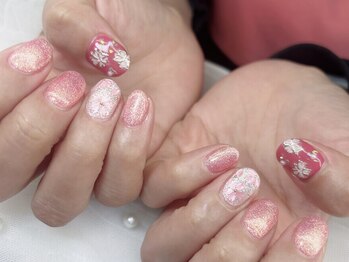 ジョアネイル(JOA Nail)/春ネイル/桜/ホロ/アート