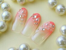 ネイルサロンミキ 横浜(MIKI)/上品3D花ピンク グラデ着物和