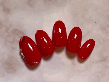 ルームヘアネイル 曙橋店(Room hair nail)/レッド×ストーンネイル