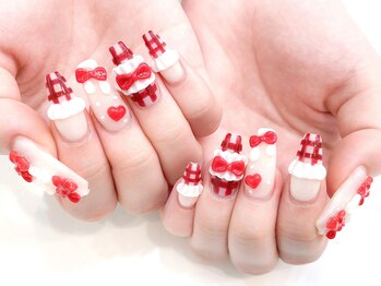 ネイルコレクション ピンク(Nail Collection Pink)/チェック:3Dフリル:リボン