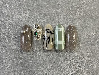 ニアウネイル(niau nail.)/ribbon check nail