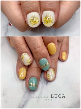 ネイルアトリエルカ(nail atelier LUCA)/W-601 大人可愛い春色ミモザ