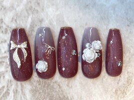 ワインボルドー×フラワーアート