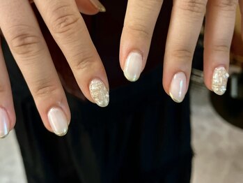 サクノネイル(SAKUNONAIL)/ホワイトツイードネイル