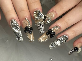 ジェムネイル(gem nail)/ツイードゴテゴテパーツ盛り