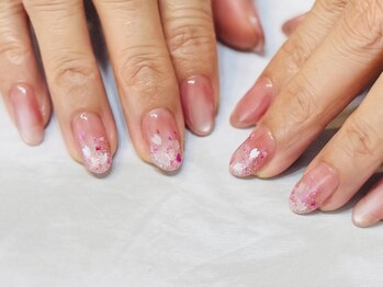 ネコ(neko)/桜×押し花×マグネット