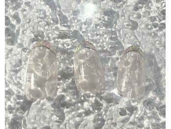 ミュウネイル(miu_nail)/ガラスフレンチ×ミラーライン