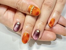 クォーターリゾートネイル(QUARTER RESORT nail)/べっこう+マグネットネイル☆