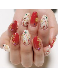 お正月、成人式ネイル　和柄