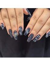 ネイルアトリエビー(nail atelier be’)/ネイビーマーブルデザイン