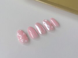 パール付きピンクミラーネイル♪