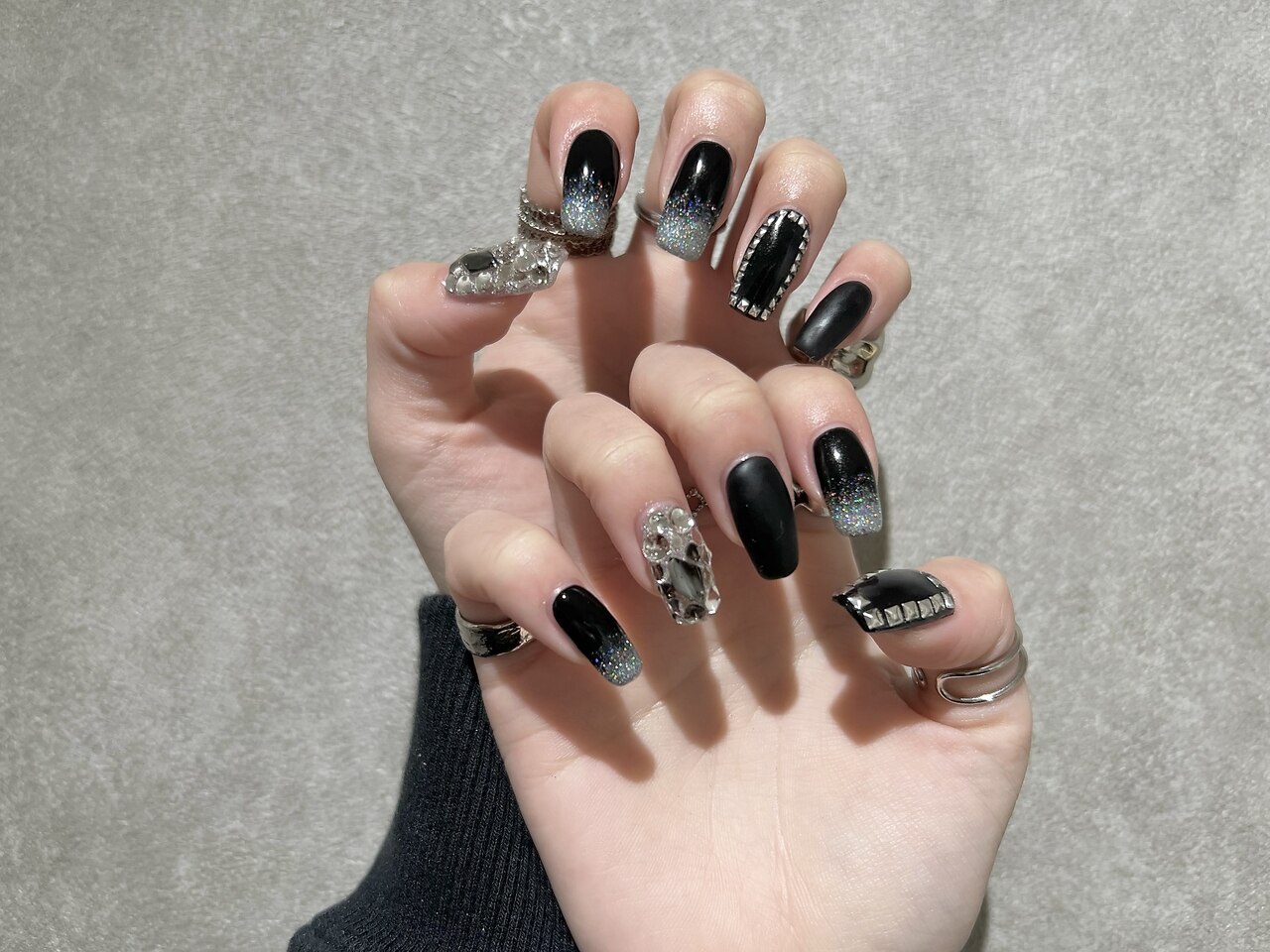 ネイル ブラックラメ☆ 2164n-04.jpg