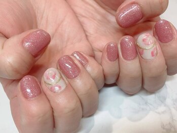 アンジュネイル(Angenail)/ふんわり手書きフラワーネイル