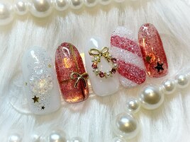 レッド×キラキラシュガーネイル