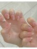 ★10月限定★ベースカラーあり×じゅわっとチーク×先端ラインフレンチネイル