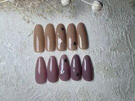 コーラルオレンジ　ドット　星