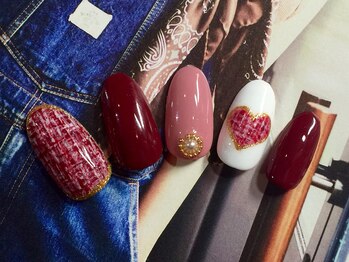 ネイル ナテュール 平塚店(Nail Nature)/ハートのツイード柄ネイル☆