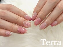ネイルアンドまつげエクステ テラ 銀座店(Terra)/ピンク　クリアチェックネイル