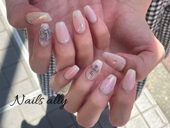 ネイルズアリー 立川店(Nails ally)/チーク×桃×クロス×ユニコーン