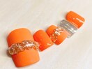 オレンジ アクセントネイル